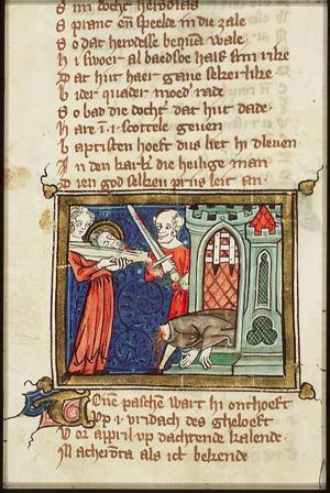 Beheading of St. John the Baptist; Salome carrying the head on a plate