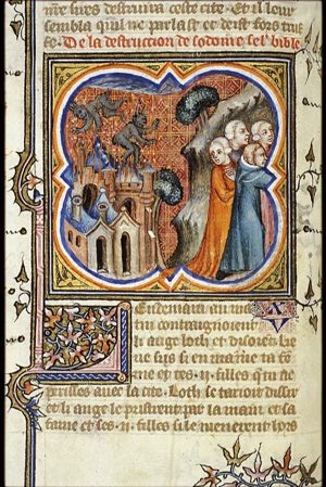 The destruction of Sodom; Lot's flight, his wife turned into a pillar of salt