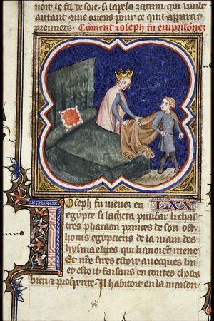 Joseph and Potiphar's wife: Joseph escapes leaving his cloak behind