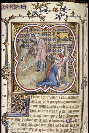 The adoration of the Golden Calf; Moses breaks the Tables of the Law