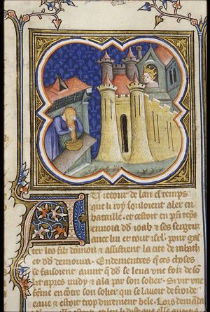 David sees Bathsheba bathing from the roof of his palace