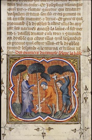 The building of the temple of Solomon: cutting of trees