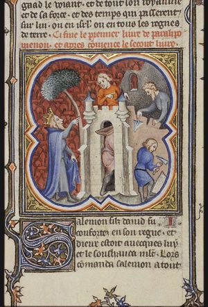 Solomon supervising the work ~ the construction of the temple of Solomon