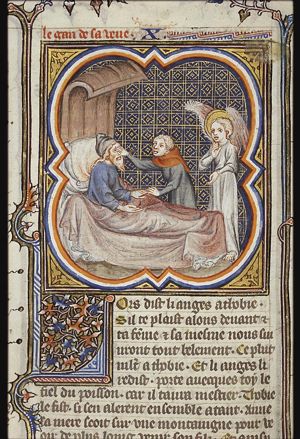 The healing of Tobit: Tobias puts the gall of the fish on his father's eyes