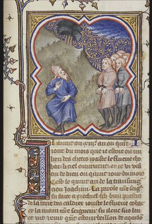 Ezekiel among the captives meditating about his calling