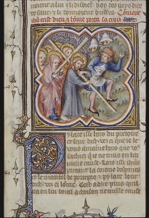 The carrying of the Cross: Christ bears the cross