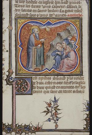 St. Paul preaching; Holy Spirit as a dove
