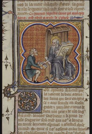 St. Paul sending a letter to the Ephesians