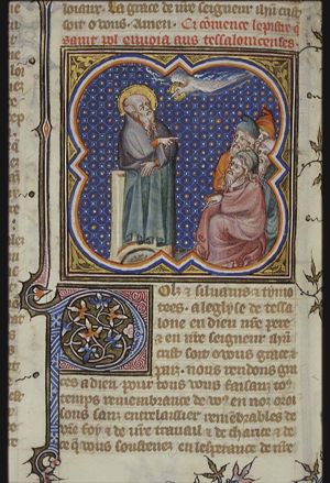 St. Paul preaching; Holy Spirit as a dove
