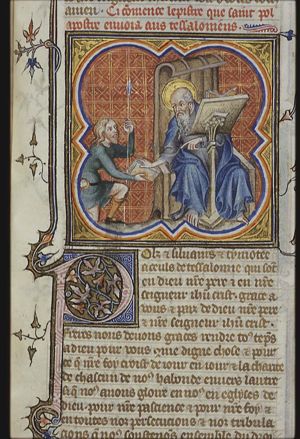 St. Paul sending a letter to the Thessalonians