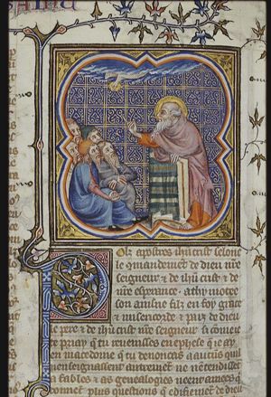 St. Paul preaching; Holy Spirit as a dove