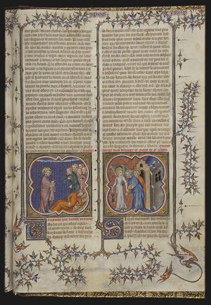 Ananias, rebuked by Peter because he lied about the price of his land, falls down and dies