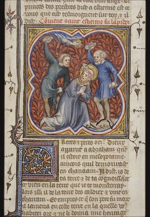 The martyrdom of St. Stephen: he is stoned to death