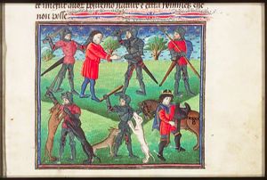 King Garamentes is captured by his enemies; he is rescued by his dogs who fight off his captors; Garamentes escapes on horseback