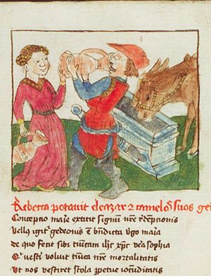 Rebekah offers Eliezer a drink from her pitcher