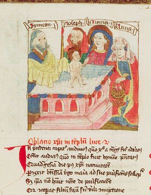 The presentation in the temple: Mary presents the Christ-child to Simeon