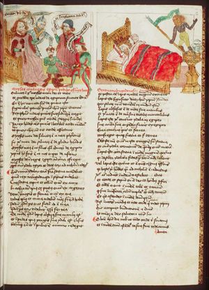 Moses trampling the crown of Pharao and eating burning coals