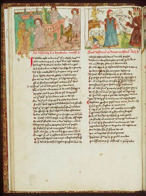 The three temptations of Christ in the desert by Satan