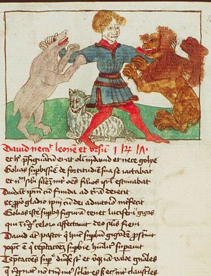 David killing a lion and a bear