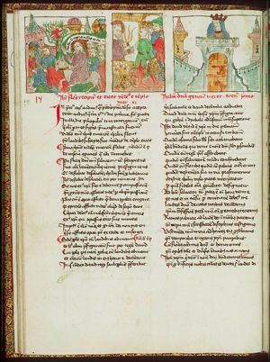 The Entry into Jerusalem: Christ enters the city-gate on an ass