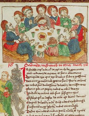 Last Supper: Christ and the apostles at table