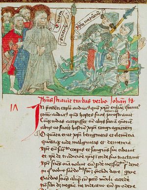 Christ makes himself known: "Ego sum"; the soldiers fall to the ground