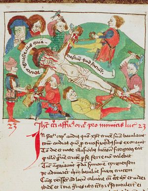 The Crucifixion: Christ is nailed to the cross