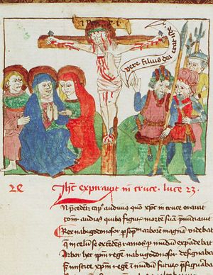The Crucifixion, with Mary, St. John, St. Mary Magdalene, and the confessing centurion