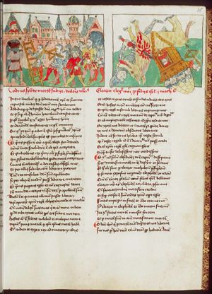 Death of Codrus, king of Athens: disguised as a peasant, he seeks to be killed by enemy soldiers to save his city, because he had learned from the oracle that the side whose king fell would be victorious