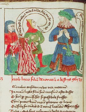 Joseph's brothers show Jacob the blood-stained coat of Joseph