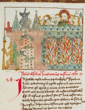 Harrowing of hell: Christ in hell with patriarchs and martyrs