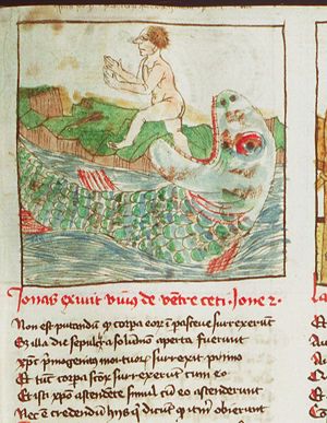 Jonah is cast up by the great fish
