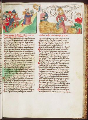 Moses tells the elders to stay behind, ascends Mount Sinai and receives the Tables of the Law