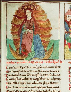 A pregnant woman clothed with the sun and standing on the moon