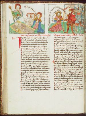 The Virgin Mary, interceding for mankind; St. Dominic sleeping; Christ brandishes three spears