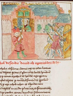 David escapes through a window; Michal lets him down with the help of a rope