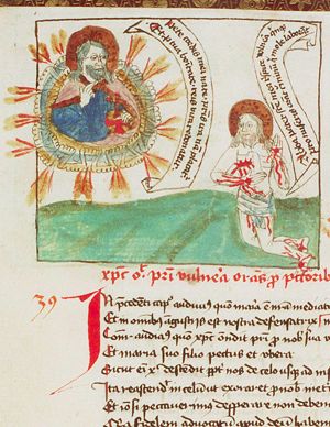 Christ as mediator: Christ showing his wounds to his Father