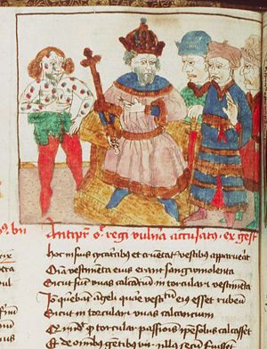 Antipater showing Caesar his scars