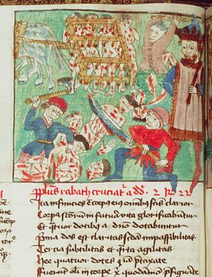 David's army killing people during the conquest of the city of Rabbah