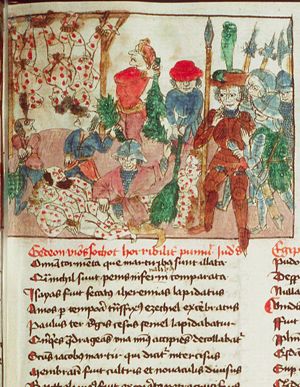 Gideon punishes the elders of Succoth with thorns and briars