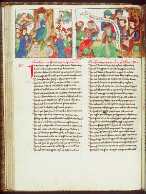 Heaven: Christ enthroned together with Mary, angels and the blessed