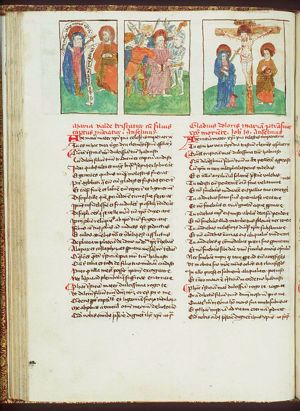 Seven sorrows of the Virgin (4): Christ led away from the Garden of Gethsemane to Jerusalem; one of the apostles informs Mary about the arrest