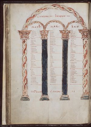 Canontable: table correlating the four Gospels devised by Eusebius of Caesarea