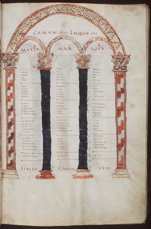 Canontable: table correlating the four Gospels devised by Eusebius of Caesarea