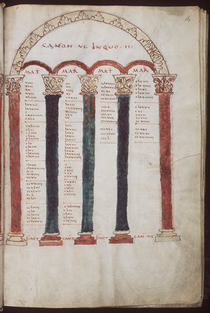 Canontable: table correlating the four Gospels devised by Eusebius of Caesarea