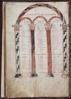 Canontable: table correlating the four Gospels devised by Eusebius of Caesarea