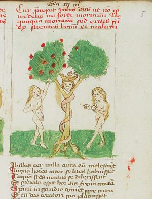 Eve persuades Adam to take some of the fruit