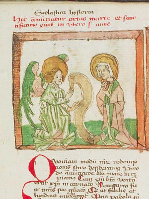 Annunciation of the birth of Mary to Anna by an angel