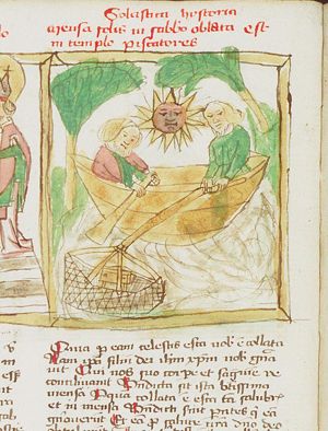 Fishermen catching the golden table of Delphi