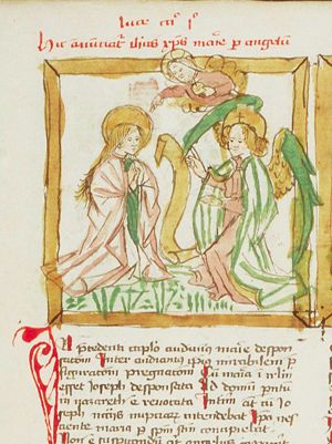 The Annunciation: Gabriel announces Christ's birth to Mary